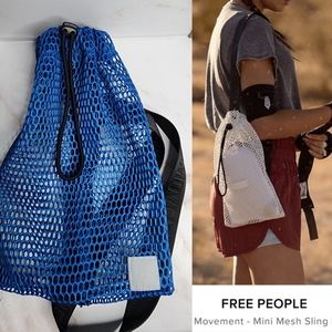Free people sling mesh blue backpack